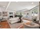 Cozy living room with a fireplace, built-in bookshelves, and ample seating at 104 Cedar Ridge Way, Durham, NC 27705