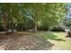 Lush backyard featuring mature trees providing ample shade at 10909 Grand Journey Ave, Raleigh, NC 27614