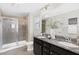 Beautiful bathroom featuring a double vanity, walk-in shower and tile flooring at 129 Explorer Dr # 256, Morrisville, NC 27560