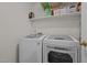 A modern laundry room features white LG washer and dryer units with overhead storage shelves at 15 Smoketree Ct, Durham, NC 27712