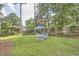 A large, private backyard offers a delightful outdoor seating area and a serene, tree-lined perimeter at 1913 Fawndale Dr, Raleigh, NC 27612