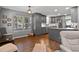 Updated kitchen with granite countertops, gray cabinets, stainless steel appliances and a sunlit breakfast nook at 2302 Fordcrest Dr, Apex, NC 27502