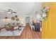 Bright living room with modern decor, wood floors, and a decorative wreath at 2322 Stroller Ave, Durham, NC 27705