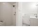 Bright bathroom with tiled walk-in shower and modern vanity at 3006 Pump Station Ln, Durham, NC 27712
