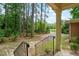 View from the front porch looking into the woods at 3006 Pump Station Ln, Durham, NC 27712