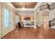Expansive living space with hardwood floors, elegant lighting, and an open layout at 3324 Thomas Rd, Raleigh, NC 27607