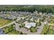 An aerial view of a community pool surrounded by lush trees and well-maintained homes at 509 Holden Forest Dr, Youngsville, NC 27596