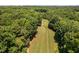 Overhead view of the golf course highlighting the perfectly cut green fairways surrounded by mature trees at 5109 Windance Pl, Holly Springs, NC 27540