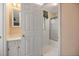 Bathroom doorway showing vanity on one side and shower on the other at 658 Hiawatha Pl, Burlington, NC 27217