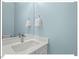 Powder room featuring new vanity, fixtures, and light blue paint at 805 N Columbia St, Chapel Hill, NC 27516