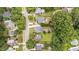 Scenic aerial view of a residential neighborhood with tree-lined streets and beautifully landscaped yards at 1033 Mills St, Raleigh, NC 27608