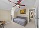 Bedroom featuring a daybed, ceiling fan, and access to the hallway at 1033 Mills St, Raleigh, NC 27608
