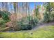 Beautiful backyard with mature trees providing shade and privacy at 1547 Village Glenn Dr, Raleigh, NC 27612