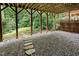 Covered back patio with stone flooring and view of wooded yard at 1547 Village Glenn Dr, Raleigh, NC 27612