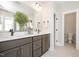 Bathroom featuring double sink vanity with quartz countertops at 1601 Merry Mdw Way, Wendell, NC 27591
