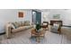 This basement living room features a comfy sofa and decorative pillows at 1909 Ira Rd, Efland, NC 27243