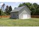 Exterior of detached garage, offering a single-car garage door, side entry door, and a window at 25 Ruth Cir, Fuquay Varina, NC 27526
