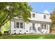 Charming two-story home with a freshly painted white brick exterior, manicured lawn, and attractive landscaping at 3129 Merrianne Dr, Raleigh, NC 27607
