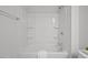 Clean bathroom features a shower-tub combo at 341 View Dr, Morrisville, NC 27560