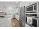 Well-equipped kitchen with stainless steel appliances, granite countertops, subway tile backsplash, and modern white cabinetry at 341 View Dr, Morrisville, NC 27560