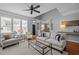 Spacious living room with hardwood floors, a comfortable seating area, and a view to dining room at 3902 Stags Leap Cir, Raleigh, NC 27612