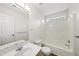 Full bathroom with a single vanity sink, toilet, tub and shower combination at 5317 Peacenest Dr, Raleigh, NC 27610