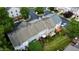 Aerial view of townhouse backyards with decks, patios, and landscaping at 5505 Heather Garden Way, Raleigh, NC 27613