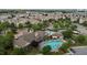 Aerial view of community pool and gathering space at 9302 Nellman Ln, Raleigh, NC 27617