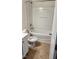 Bathroom featuring tile floors, toilet, bathtub and shower combo with a built-in shower head at 1016 Dotson Way, Apex, NC 27523