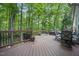 Spacious wooden deck with outdoor seating overlooking a serene wooded area at 105 Gorge Ct, Cary, NC 27518