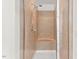 A tiled walk-in shower features a built-in seat at 108 Teagan Ct, Chapel Hill, NC 27516