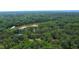 Expansive aerial view of a lush, green forest with a serene lake and a hidden home at 12037 Deer Run, Raleigh, NC 27614