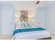 Bright bedroom featuring a cozy bed with blue accents and serene decor at 1405 Pennsylvania Ave, Durham, NC 27705