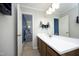Bathroom with nice cabinets. You can see the bedroom from this view at 146 Greenmont Ln, Cary, NC 27511