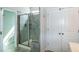 Bathroom with glass shower, closet and modern fixtures at 209 Stone River Dr, Wendell, NC 27591
