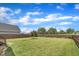 Spacious backyard with manicured lawn, sturdy fencing and plenty of room for outdoor activities at 243 E Wellesley Dr, Clayton, NC 27520
