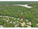Aerial view of a home nestled among trees with a nearby lake in a beautiful neighborhood at 244 Elmcrest Dr, Holly Springs, NC 27540