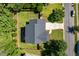 Birds-eye view of the home, showcasing the roof, driveway, manicured lawn, and neighborhood at 2933 Creek Moss Ave, Wake Forest, NC 27587