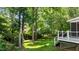 Large backyard featuring mature trees and lush green lawn perfect for outdoor enjoyment at 3720 Bridgeton Park Dr, Raleigh, NC 27612
