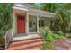 Charming single-story home with an inviting front porch and bright orange door at 414 W Markham Ave, Durham, NC 27701