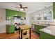 Bright, updated kitchen with green cabinetry, stainless steel appliances and hardwood floors at 414 W Markham Ave, Durham, NC 27701