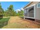 A large backyard with new sod, a privacy fence, and a screened-in back porch at 414 Wyndham Dr, Chapel Hill, NC 27516