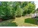 A spacious backyard with a well-kept lawn and mature trees for outdoor enjoyment at 4804 Carmen Ln, Durham, NC 27707