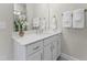 Well-lit bathroom with white vanity, cabinets, and elegant countertop at 509 Kildaire Farm Rd # 307, Cary, NC 27511