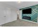 Bedroom with carpet, and accent wall with fireplace at 525 Willow Breeze Ct, Zebulon, NC 27597