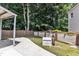 Fenced backyard with patio, shed, and mature trees at 5309 Overtop Ln, Raleigh, NC 27613