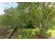 Private backyard offers lush trees, green lawn, and access to a peaceful retreat at 601 E Franklin St, Raleigh, NC 27604