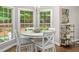 Charming dining area with a round table, white chairs, and bright windows at 603 Edburton Ct, Hillsborough, NC 27278
