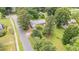 Aerial view of a home surrounded by lush greenery, showcasing its spacious lot at 619 S Fifth St, Mebane, NC 27302