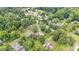 An aerial view shows how this quaint house fits in perfectly with this quiet, tree-filled neighborhood at 619 S Fifth St, Mebane, NC 27302